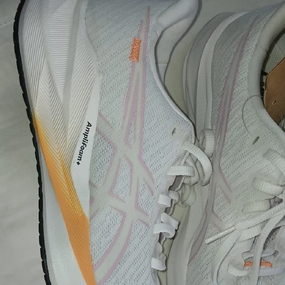 Asics White and Orange Athletic Shoes - Picture 2 of 4